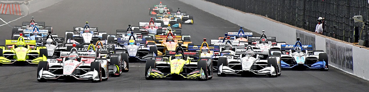 indy cars racing to through the start line Reno
