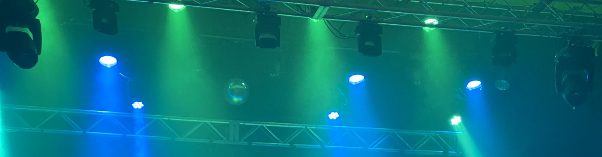 blue and green theater stage lights Reno